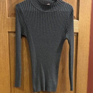No Boundaries Gray Ribbed Turtleneck Sweater